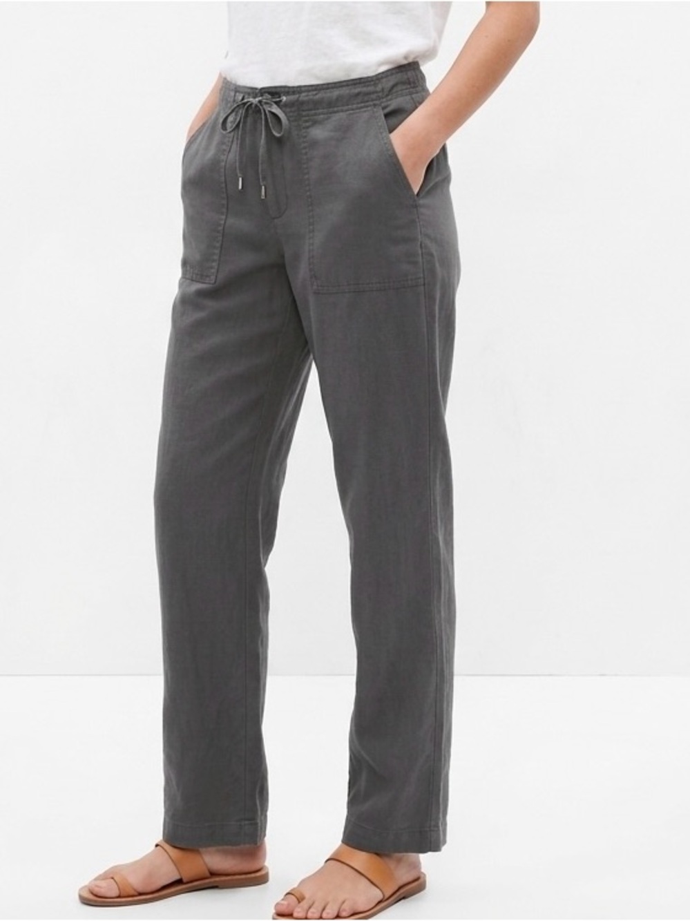 Gap 2026 Coastal Utility Linen-Blend Straight Leg Pants - Size 10